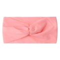 Close-up of pink twisted nylon headband for babies featuring soft knitted fabric texture - Pink
