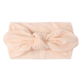 Peach baby wide elastic headband featuring a large soft decorative bow for girls - Nude Pink