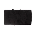 Bandeau bébé en nylon jacquard noir souple avec un grand nœud en tricot élastique - Noir (19-3909)