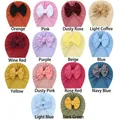 Baby bow beanie set in 14 colors including pink and blue soft ribbed fabric - 14 Colors Mixed