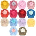 Bonnets à fleurs pour bébés en plusieurs couleurs en coton tricoté souple et élastique - 14 Couleurs Mixtes