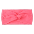Detail of soft bright pink nylon twisted knot headband for baby girls in plain color - Rose Red