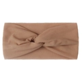 Detailed view of camel twisted knot nylon hair band for babies and girls - Light Coffee