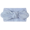 Detail of soft sky blue nylon baby turban headband with large bow knot on white background - Light Pink