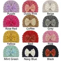 Baby warm knit turban hats with large polka dot bows in 12 assorted solid colors - 12 Colors Mixed