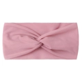 Close-up of pink twisted knot nylon hair band with soft elastic texture on white background - Taro Purple