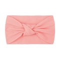 Pink soft nylon knot headband for babies featuring elastic double-layer ribbed fabric - Pink