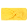 Detail of a bright yellow twisted knot nylon baby headband with soft knit fabric texture - Bright Yellow