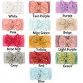 Bandeaux bébé en nylon doux avec pois dorés et nœuds en dentelle en treize coloris - Mélange de 14 Couleurs