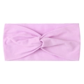 Detail of light pink knotted baby headband made of soft stretchy nylon fabric - Purple