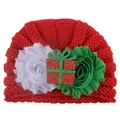 Detailansicht der hochwertigen Strickstruktur und Weihnachtsdeko auf der Babymütze - Geschenkbox-Stil (Stil C)