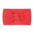 Soft nylon baby headband with a double-layered knot in bright red solid color - Red