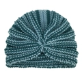 Gestrickte Baby-Beanie mit weichen dunkel- und hellblauen Streifen und Spiralmuster - Blau