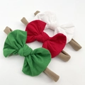 Three-piece baby Christmas headband set with red, white, and green knit bow designs - Solid Style D (4929923471438)