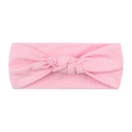 Pink ribbed elastic baby headband with a cute knotted design for newborn girls - Pink