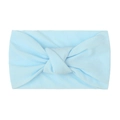 Soft light blue nylon knotted baby headband with elastic wide-brimmed design for infants - Blue