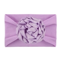 Soft nylon infant headband with a light purple satin layered rose for baby girls - Purple