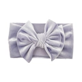 Detail of baby velvet headband featuring a soft lilac double-layer bow on a wide elastic band - Light Purple