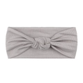Elastic grey ribbed fabric baby headband with a stylish knot design for infants - Gray