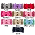 Newborn baby bow headbands set featuring knit textures and large ribbons in 10 diverse colors - 10 Colors Mixed