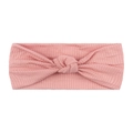 Pink ribbed knotted baby headband made of soft elastic fabric for infants and kids - Nude Pink