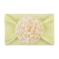 Soft cream nylon baby headband with a large elegant satin pleated flower decoration - Beige