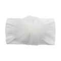 Diadema elástica de nailon para bebé con un gran pompón blanco de felpa suave decorado - Blanco