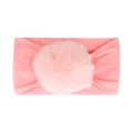 Diadema elástica de nailon para bebé con pompón grande de piel sintética rosa - Rosa