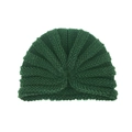 Solid dark green knit turban hat for babies featuring a soft ribbed texture - Dark Green