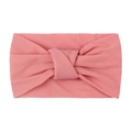 Soft coral pink nylon baby headband with a double-layer knotted wide-brim design - Dark Mauve