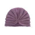 Soft purple knit baby turban hat with spiral pleated design for autumn and winter warmth - Taro Purple