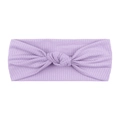 Elastic ribbed lavender purple knotted baby headband for infants and children - Purple