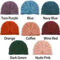 Soft knit baby turban hats displayed in 8 vibrant colors for autumn and winter warmth - Multicolor