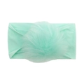Elastic mint green baby nylon headband with a large soft fluffy pompom ornament - Mint Green