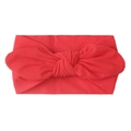 Diadema de nailon rojo vibrante para bebé con lazo de orejas de conejo en punto suave - Rojo