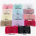 14-piece set of soft elastic nylon baby headbands with glittery mesh bows in assorted colors - 14 Colors Mixed
