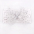 Fascia neonata bianca in nylon con grande fiocco in rete glitterata per occasioni speciali - Bianco