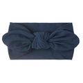 Diadema de nailon suave azul marino para bebé con lazo decorativo de orejas de conejo - Azul Marino