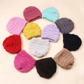 Knitted winter beanies for kids in twelve various candy colors with soft ribbed texture - 12 Colors Mixed