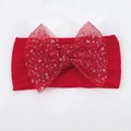 Fascia per neonati in nylon morbido con grande fiocco in rete rossa e paillettes - Rosso