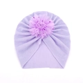 Breathable baby turban hat in light purple featuring a 3D mesh flower and star sequins - One Size / Purple