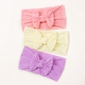 Set di 3 fasce per neonati con grandi fiocchi in rosa, giallo e viola pastello - Rosa Beige Viola