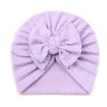 Detalle de gorro turbante para bebé lila de punto de ochos con un lazo grande - Púrpura