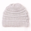 Coarse knit beige beanie for toddlers with thick ribbed cuff and warm soft texture - Beige