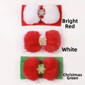 Dettaglio delle fasce natalizie in peluche con fiocchi di neve in rosso bianco e verde festivo - Scelta di 3 Colori