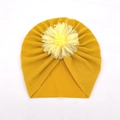 Turbant souple jaune gingembre pour bébé orné d'une grande fleur en tulle jaune clair - Taille unique / Jaune Terre