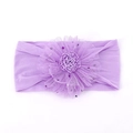 Fascia neonata color lavanda con fiore di tulle stellato e nastro elastico in nylon - Viola