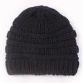 Deep blue chunky knit baby beanie with ribbed cuff for winter warmth and comfort - Navy Blue