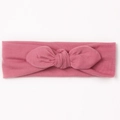 Diadema elástica para bebé con nudo de orejas de conejo en suave algodón rosa tejido - Rosa Palo