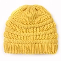 Bright yellow knitted beanie for babies and kids with cozy ribbed texture design - Yellow